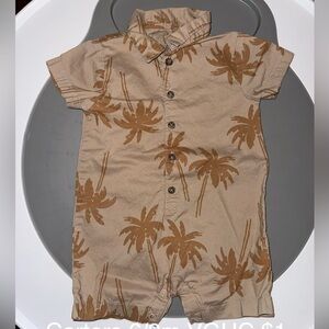 Carter's Tan Palm Print Romper
